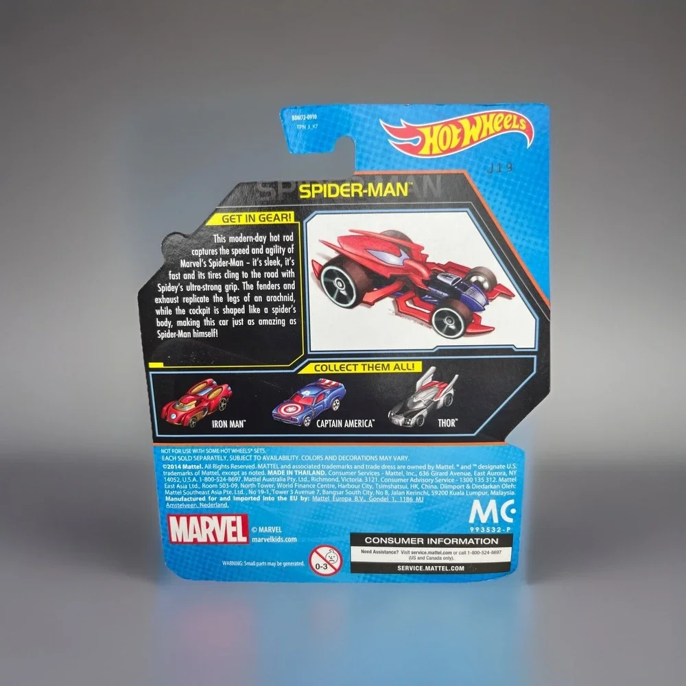 Hot Wheels Marvel Spider-Man Diecast Car 1:64 Red Blue